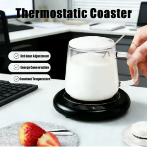 USB Thermostatic Heating Coaster for Home 3-Speed Adjustable Constant Temperature 55-65-75 Degrees Cappuccino Warmer