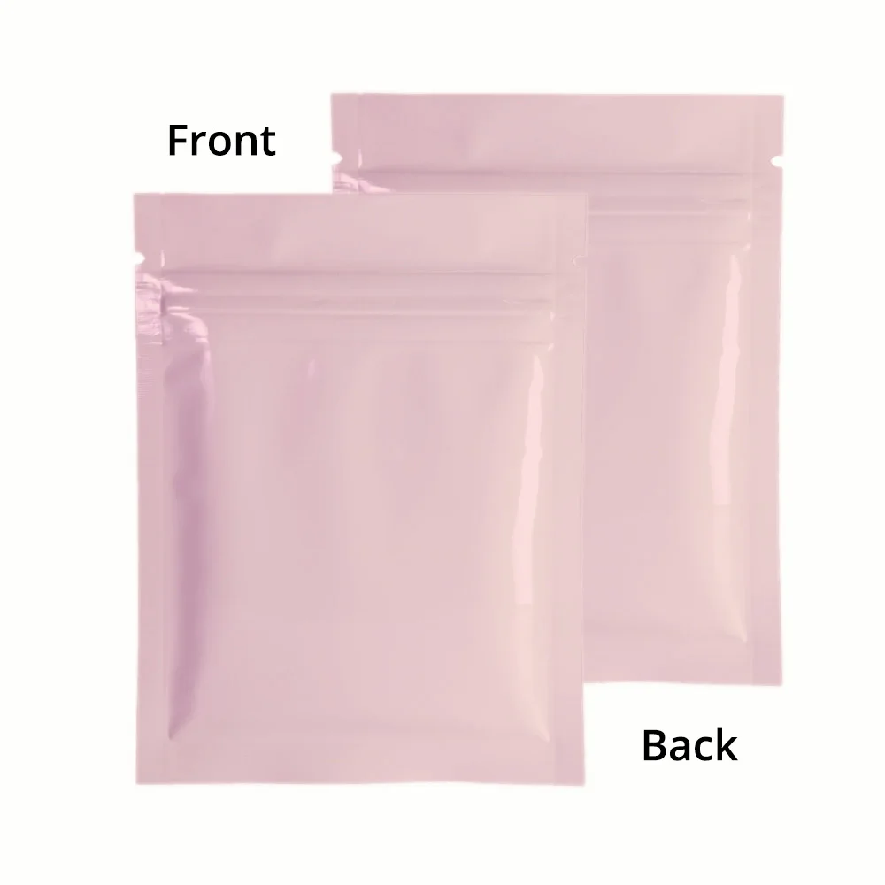 Flat  Aluminum Foil Mylar Ziplock Pouches Various Size Glossy Bag, 100pcs Heat Sealing Zipper Organizer Storage Bags