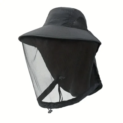 UV Protection Hat with Face Mask Breathable Insect Protection Wide Brim Fishing Hat Outdoor Sport Nature Hiking Camping Mesh Hat