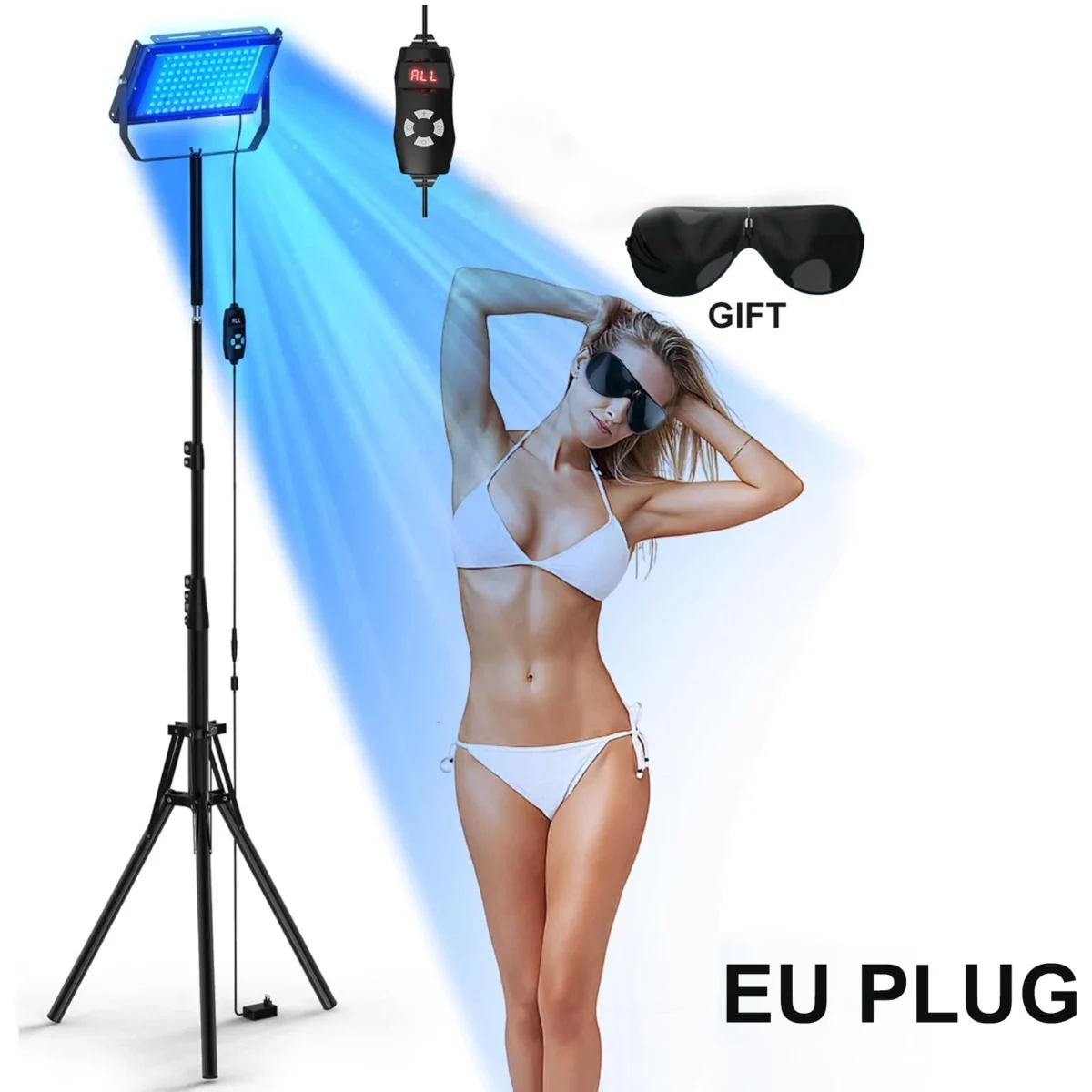 50W Tanning Lamp Tripod Solarium Lamp for UV Tanning Body Wavelength 460nm&480nm 48PCS Blue Light Lamp Solarium Tanning Skincare