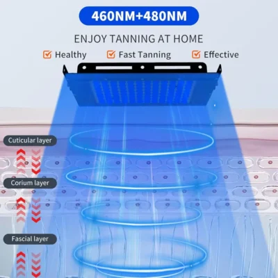 50W Tanning Lamp Tripod Solarium Lamp for UV Tanning Body Wavelength 460nm&480nm 48PCS Blue Light Lamp Solarium Tanning Skincare