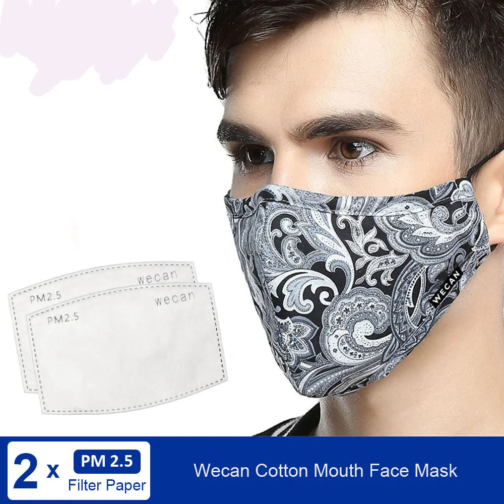 Kpop Cotton Black Mask Mouth Face Mask Anti Dust Mask with 2pcs Activated Carbon Filter Korean facemask Washable Face Mask