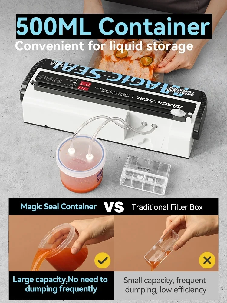 MAGIC SEAL MS175 Vacuum Sealer Machine For Sous Vide Food Plastic Bag Sealer Kitchen Packer Household Sealing Pakaging Machine