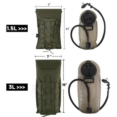 KRYDEX 500D Tactical 1.5L 3L Water Bladder Pouch Modular 100 50 Oz Hydration Carrier MOLLE Pack Bag Pouch Hunting Outdoor Gear