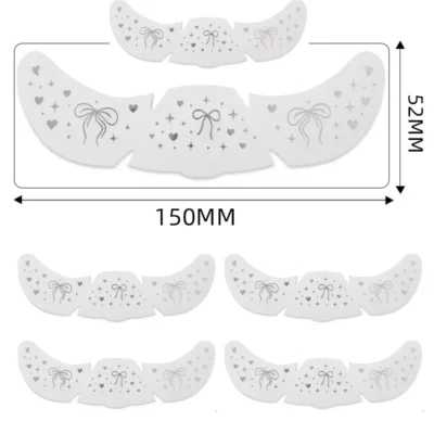 6Pcs/Set Glitter Skincare Freckles Face Tattoo Sparkle Temporary Tattoo Bow Love Kiss Makeup Patch Valentine's Day Face Tattoo
