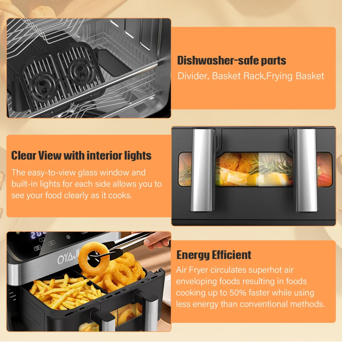 10L Air Fryer Dual Zone Digital Oven 9 Cooking Functions Oil Free 2400W SALE