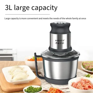 800W 3L Meat Grinder Electric Stainless Steel Blender Mixer Machine for Kitchen Food Processors Chopper Meat Mincer 220V 다지기