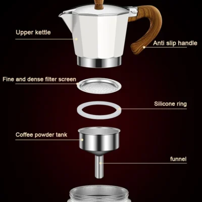 110V/220V Vintage Wooden Handle Espresso Maker Moka Pot 300ml With Electric Furnace Classic Italian Cafe Tool Mocha Coffee Maker