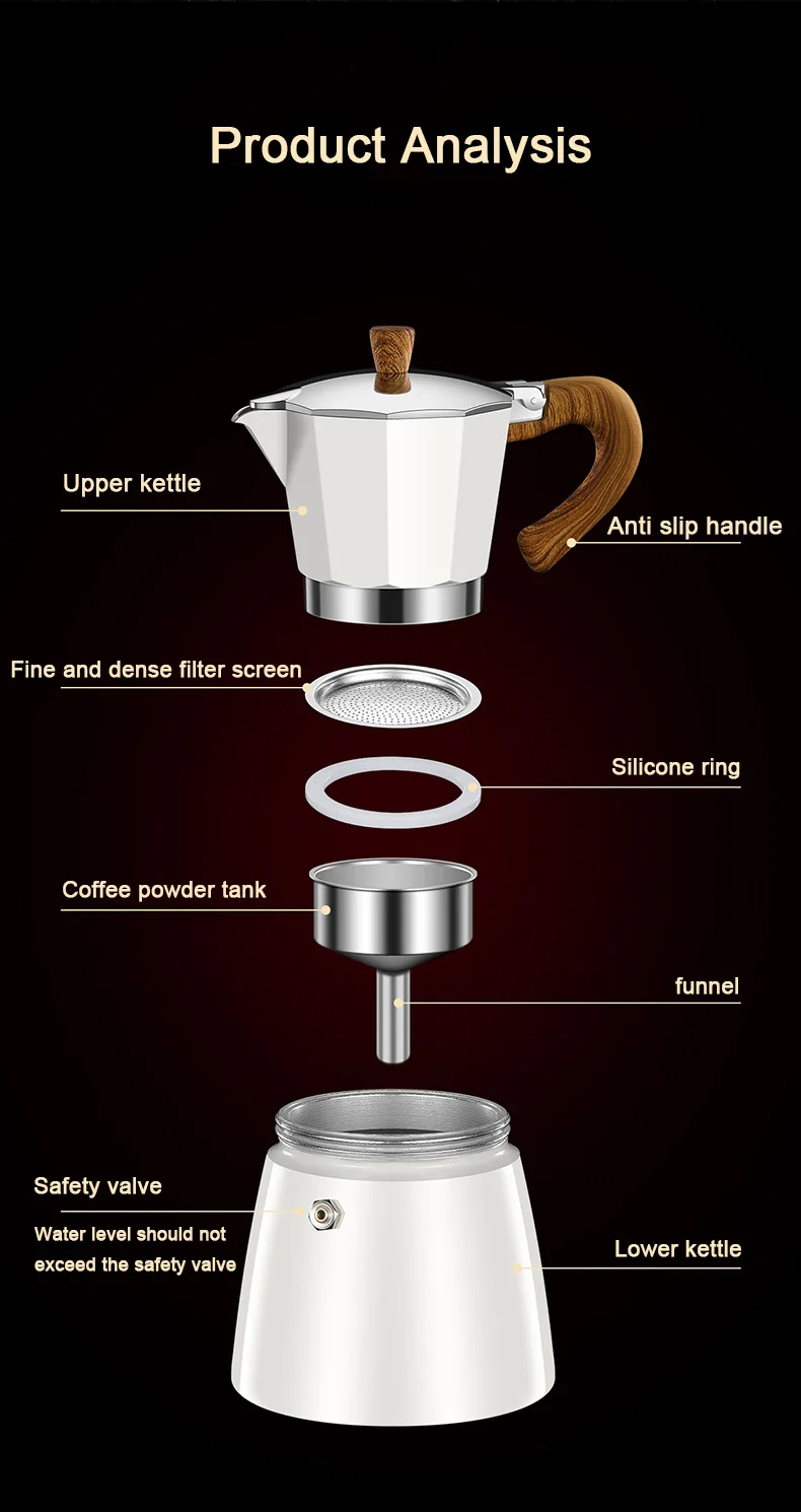 110V/220V Vintage Wooden Handle Espresso Maker Moka Pot 300ml With Electric Furnace Classic Italian Cafe Tool Mocha Coffee Maker