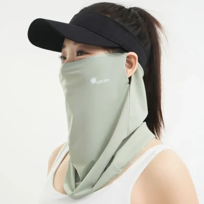 Breathable Sunscreen Face Veil Ice Silk Face Mask Sun Protection Neckline Face Cover Summer Cycling Hiking