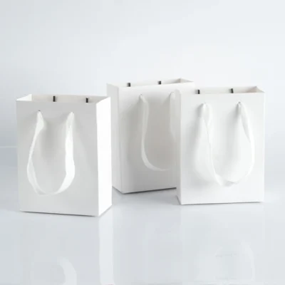10pack Paper Bags with Ribbon Rope Kraft Handle  Take Away Wedding Birthday Party Shopping Packaging Bag Packaging