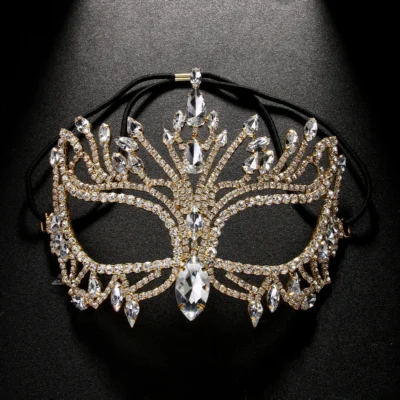 Rhinestone Tassel Veil Masks Full Face Women Chains Face Mask Masquerade Dance Party Performance Sexy Facial Accessories Jewelry