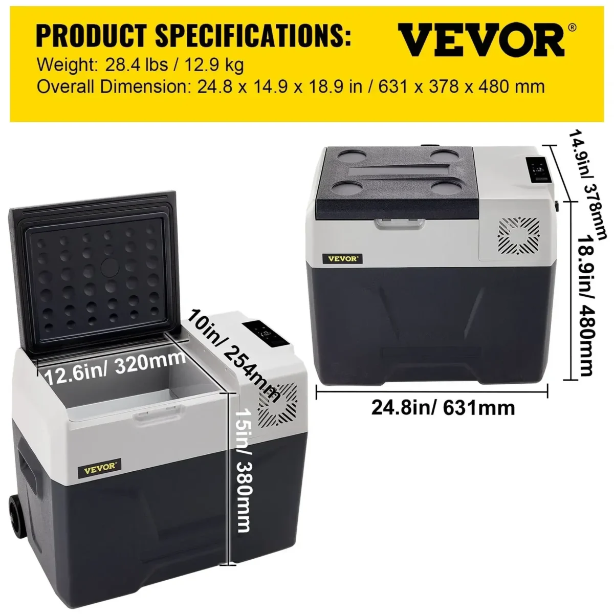 VEVOR Car Mini Refrigerator Mini Fridge 15-45L Freezer Portable Compressor Cooler 12/24V DC 110-240V Ice Box for Camping