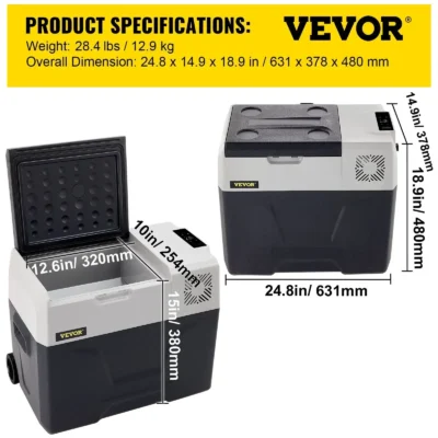 VEVOR Car Mini Refrigerator Mini Fridge 15-45L Freezer Portable Compressor Cooler 12/24V DC 110-240V Ice Box for Camping