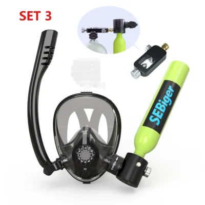 SEBIger 0.5L Diving diving tank Set and Full Face Mask for Beginner Swimmers,5-10 minutes underwater,Reusable,outdoor traveling