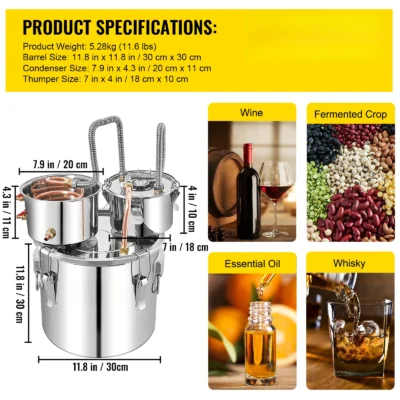 12L 20L 30L 50L Alcohol Brewing Distiller DIY Moonshine Apparatus Stainless Steel Still Whisky Beer Brandy Home Appliance