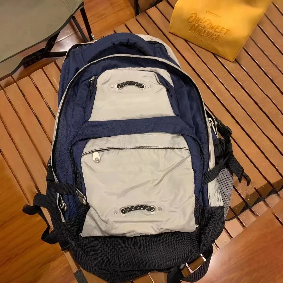 Fashion Travel Backpack High Capacity Unisex Parchwork School Bag Women Y2k Blue Nylon Backpacks Man Causal Hiking Bags 2024 New