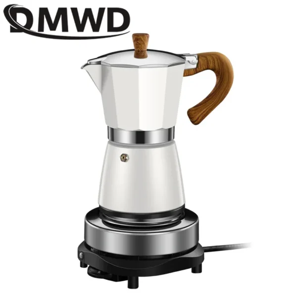 110V/220V Vintage Wooden Handle Espresso Maker Moka Pot 300ml With Electric Furnace Classic Italian Cafe Tool Mocha Coffee Maker
