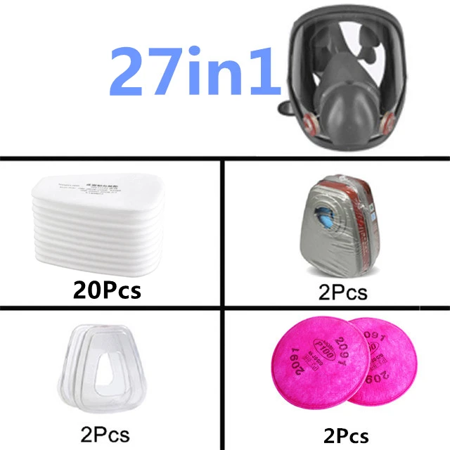 27 In 1 6800 Industrial Painting Spraying Respirator Gas Mask 2 In 1 Suit Safety Work Filter Dust Full Face Mask Replace MMM