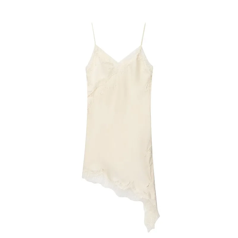 MUJER Lace Slip Mini Dress Women Satin Backless Summer Dress Woman Asymmetric Party Women's Dress Sexy Beach Dresses for Women