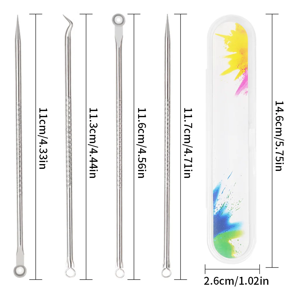 4PCS Acne Blackhead and Acne Remover Skincare Female Beauty Acne Treatment Pore Cleaning Needle Hook