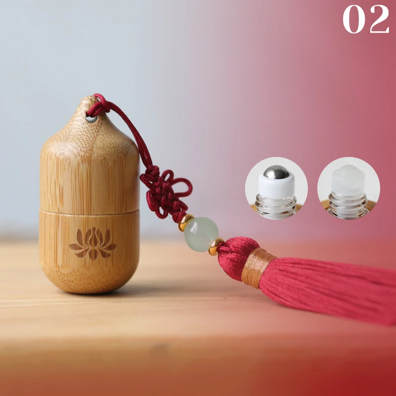 1ml Bamboo Roller Empty Bottle Skincare Containers Ancient Style Roll On Bottles Small Perfume Essential Oil