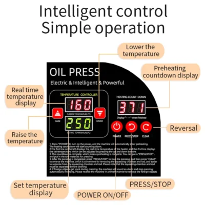 2-in-1 Automatic Oil Press Machine, 304 Stainless Steel Cold Hot Press for Home Business Electric Oil Expeller for Peanut