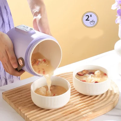 Electric Stewpot Mini Rice Cooker Efficient Heating Insulated Portable Multifunction Soup Porridge Stewpot for Home  Dorm