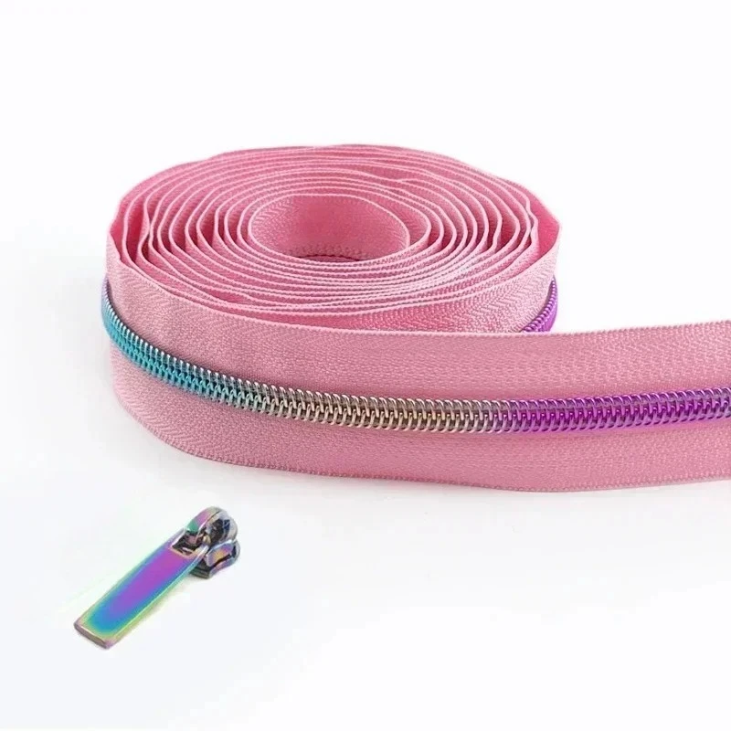 2/5/8/10M 5# Meetee Sewing Nylon Zipper Tape Clothes Zippers Puller Head Bag Jacket Zip Coil Closure Replace Repair Accessories