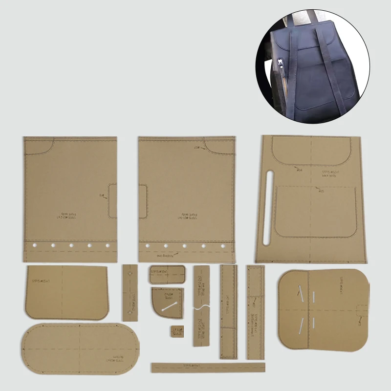 YOMDID 15PCS Shoulder Bag Backpack Making Kraft Template DIY Schoolbag Handmade Kraft Stencil Leather Molds Leather Tools