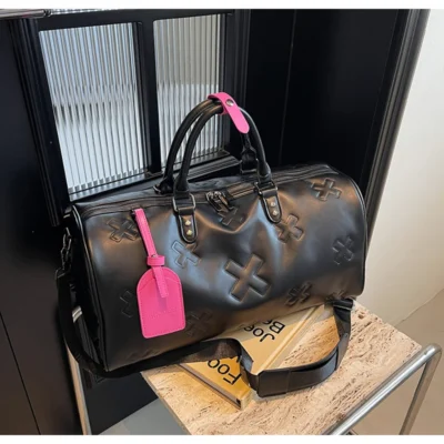 Women'S Travel Duffle Fashion Bag PU Leather Gym Fitness Yoga Luggage Boston Handbag Outdoor Sports Suitcase Shoulder Tote Bag