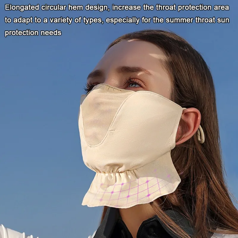 New Summer Ice Silk Sunscreen Face Mask Anti UV Head Scarf Outdoor Cycling Sports Breathable Chiffon Mask Thin Style Tube Scarf