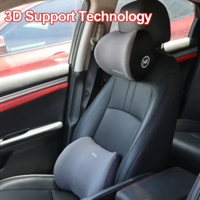 Auto Memory Foam Seat Cushion Set Headrest & Lumbar Pillow Support for Driving Comfort Car Back Neck Cushion Accessories