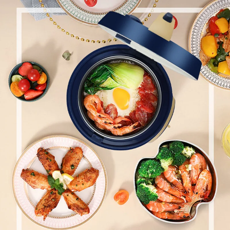 2 IN 1 1.8L Small Rice Cooker Multi-function Stew Pot Household Non-stick Inner Pot Electric Cooking Pot with Steamer