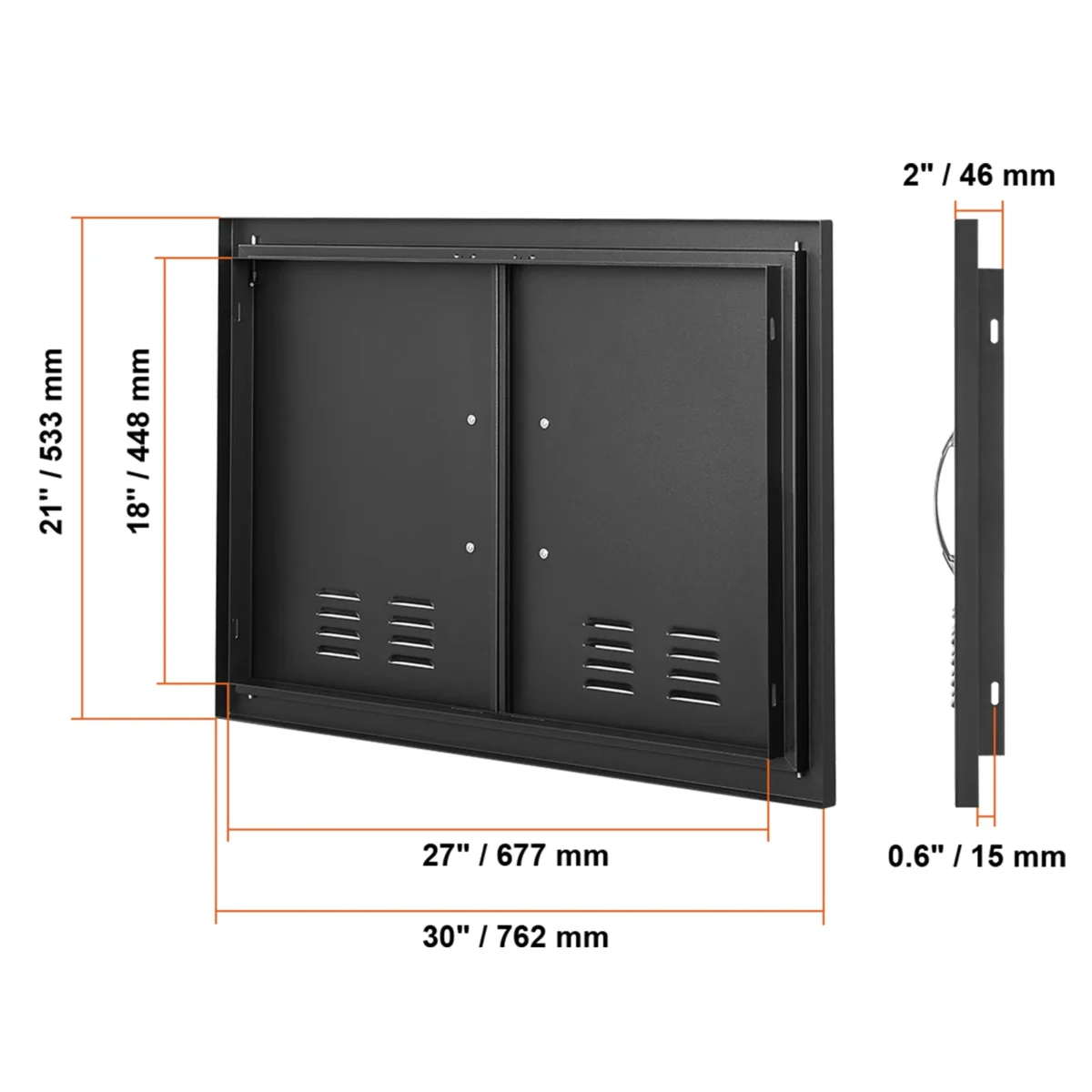SucceBuy BBQ Access Door Double Outdoor Kitchen Door Stainless Steel Flush Door for BBQ Island Grilling Station Outside Cabinet