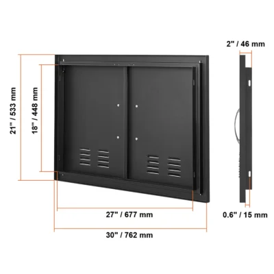 SucceBuy BBQ Access Door Double Outdoor Kitchen Door Stainless Steel Flush Door for BBQ Island Grilling Station Outside Cabinet