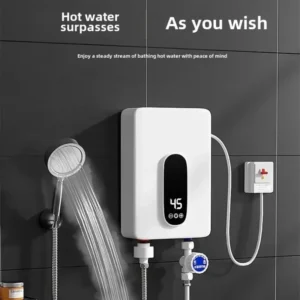 220V Electric Tankless On-Demand Instant Hot Water Heater Compact Size for Bathroom Sink Toilet Energy Efficient