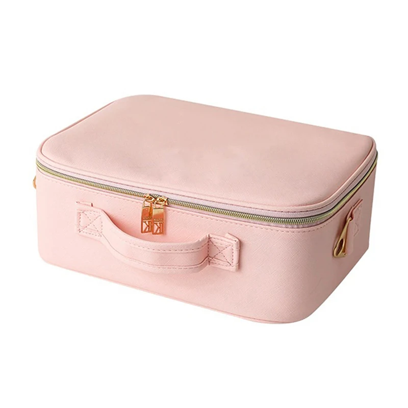 Smart 3 Color LED Cosmetic Case With Mirror Travel Makeup Bag Large Size Female Beauty Skincare Product Makeup Case For Women