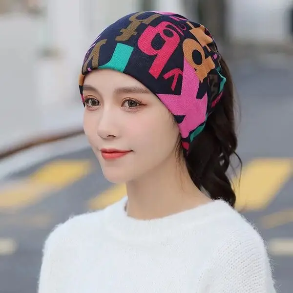 Fashion Double Head Cap Bib Twist Cap Multi-Functional Printed Scarf Cover Cap Neck Cap Face Mask Headscarf Cap C081