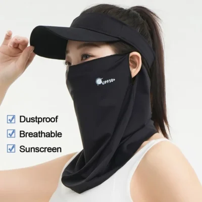 Breathable Sunscreen Face Veil Ice Silk Face Mask Sun Protection Neckline Face Cover Summer Cycling Hiking