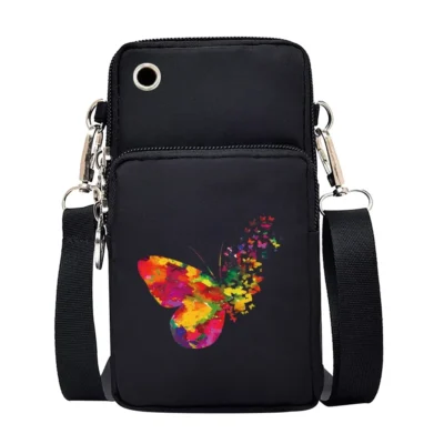 Universal Mobile Phone Bag Iphone 13 Huawei Shoulder Cross-body Package Women Sport Pouch Unisex Arm Wrist Bags Butterfly Print