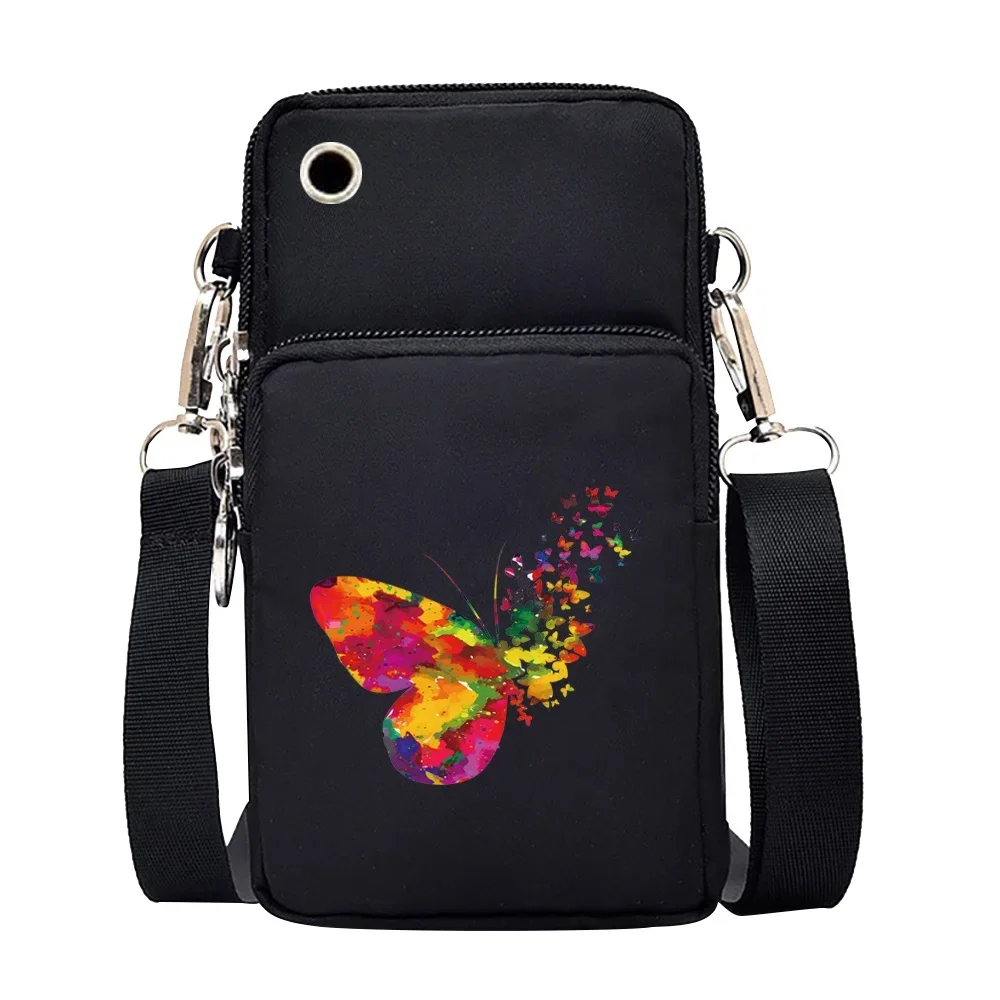 Universal Mobile Phone Bag Iphone 13 Huawei Shoulder Cross-body Package Women Sport Pouch Unisex Arm Wrist Bags Butterfly Print