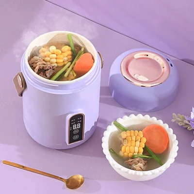 Electric Stewpot Mini Rice Cooker Efficient Heating Insulated Portable Multifunction Soup Porridge Stewpot for Home  Dorm