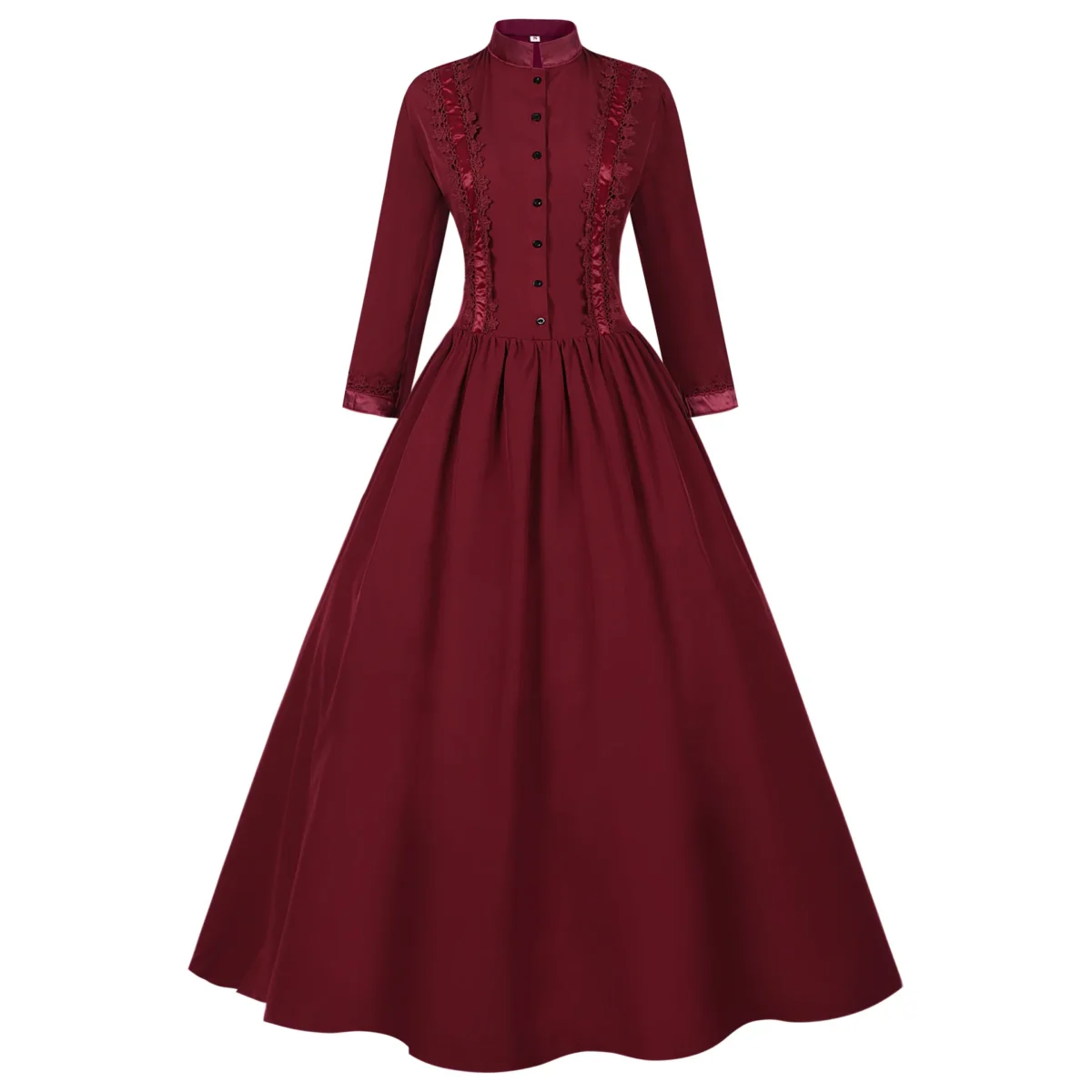 Halloween Medieval Costume for Women Long Vintage Gown with Flared Hem Themed Party Dress