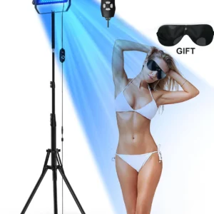 50W Tanning Lamp Tripod Solarium Lamp for UV Tanning Body Wavelength 460nm&480nm 48PCS Blue Light Lamp Solarium Tanning Skincare