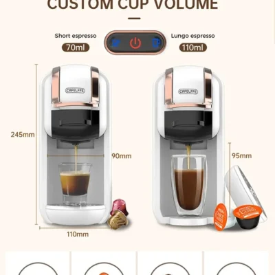 Cafelffe Multiple Capsule Coffee Machine 4 in 1 Hot/Cold DG Cappuccino Nespresso Capsule ESE Pod Ground Espresso Cafeteria 19Bar