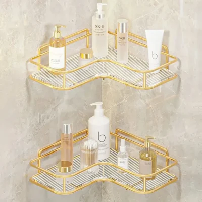 Luxury Acrylic Bathroom Shelf without Drilling Corner Shelf For Shower Kitchen Toilet Skincare Organizer Bathroom Accessories