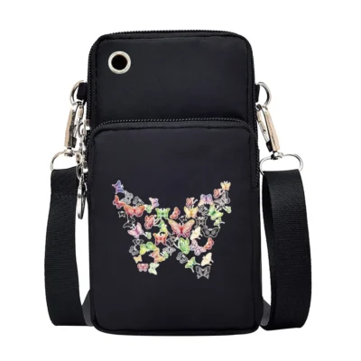 Universal Mobile Phone Bag Iphone 13 Huawei Shoulder Cross-body Package Women Sport Pouch Unisex Arm Wrist Bags Butterfly Print
