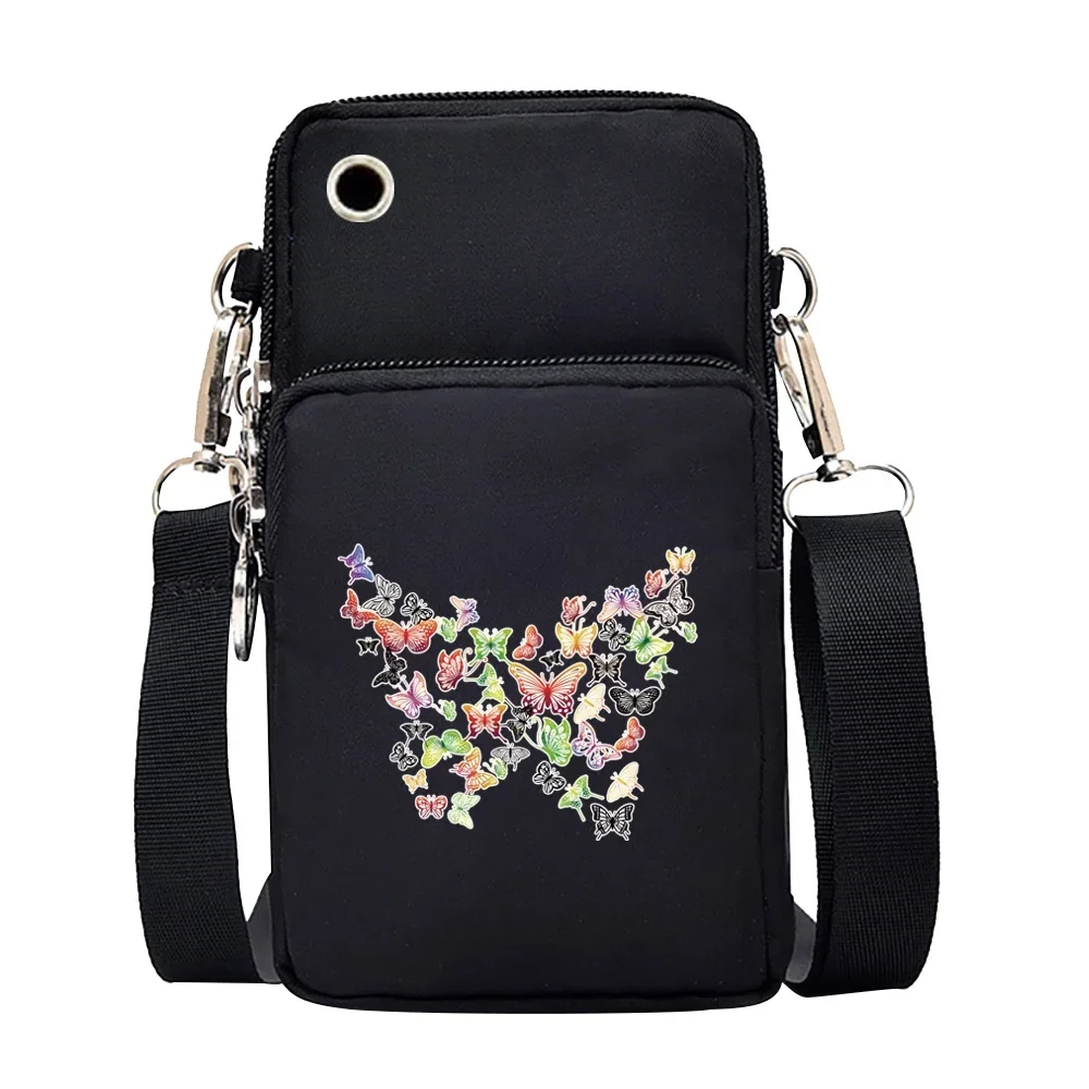 Universal Mobile Phone Bag Iphone 13 Huawei Shoulder Cross-body Package Women Sport Pouch Unisex Arm Wrist Bags Butterfly Print