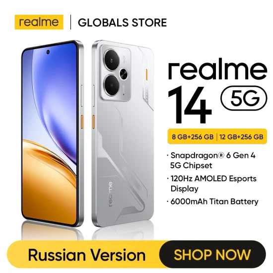 [2025 New] realme 14 5G Smartphone Snapdragon® 6 Gen 4 Chipset 6.67" 120Hz AMOLED Display 6000mAh Battery 45W Charge NFC IP69